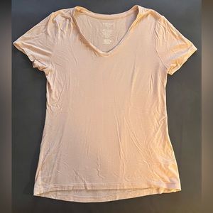 Nine West Buttery Soft Baby Pink V-Neck Tee